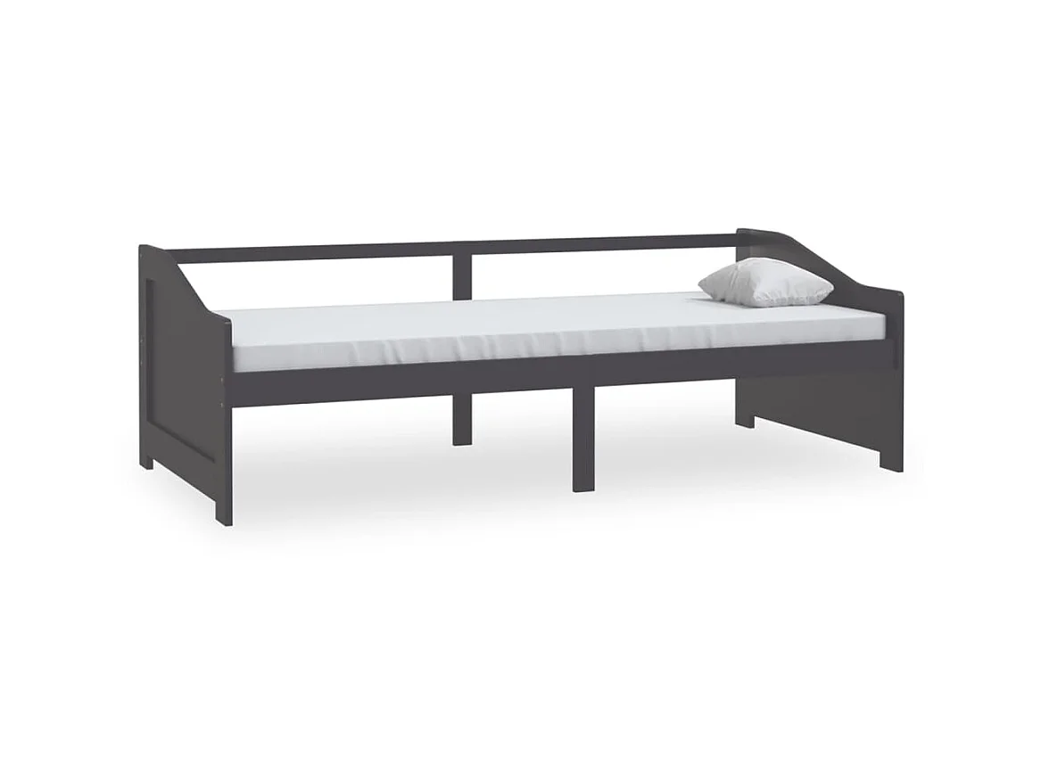 Lit de repos 3 places Gris foncé Bois de Pin massif 90x200