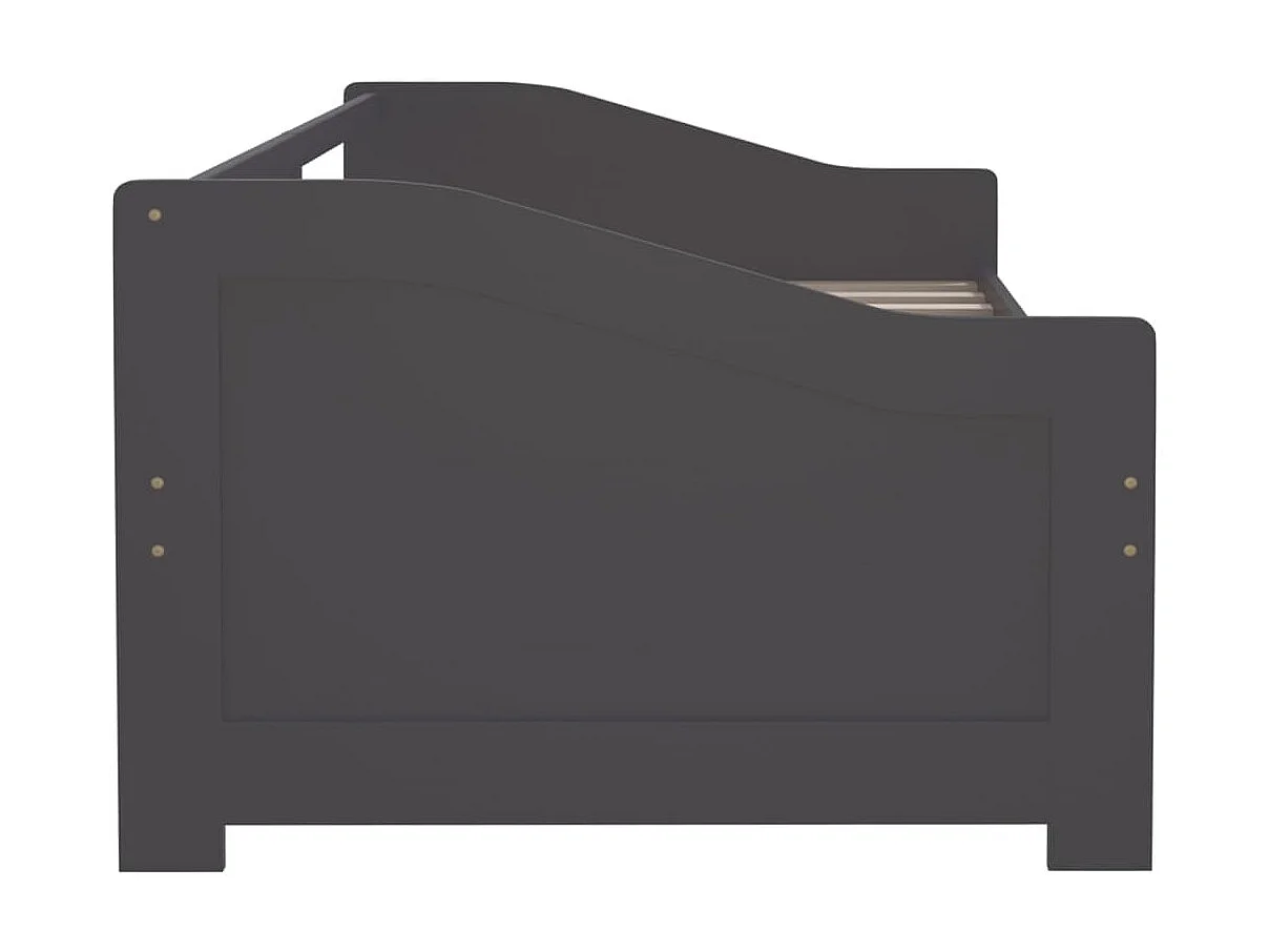 Lit de repos 3 places Gris foncé Bois de Pin massif 90x200