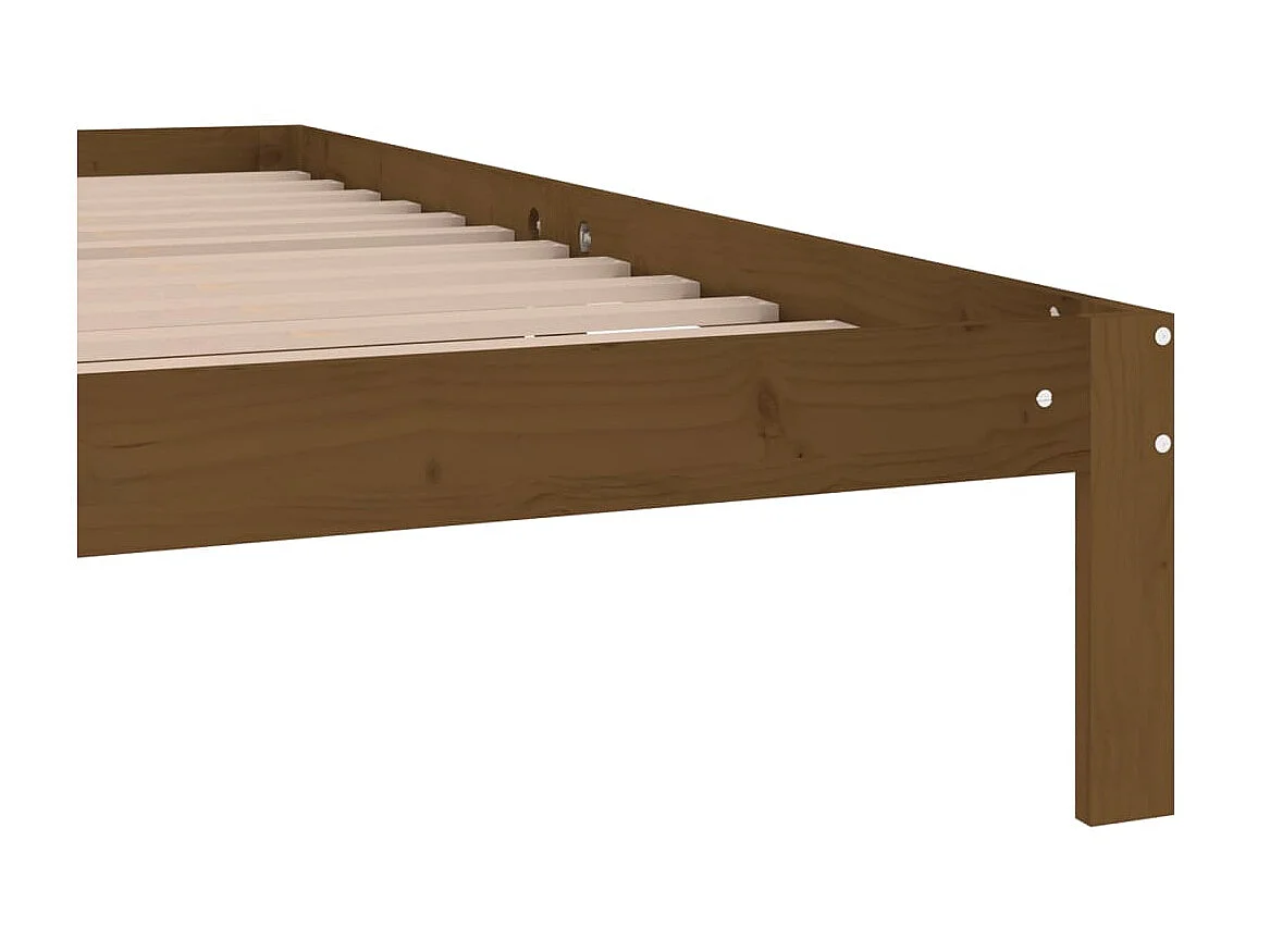 Lit Marron miel Bois de pin massif 200x200 6