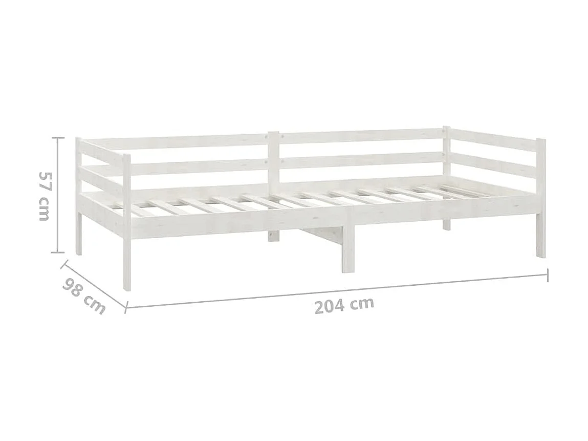 Lit Blanc Bois de pin massif 90x200