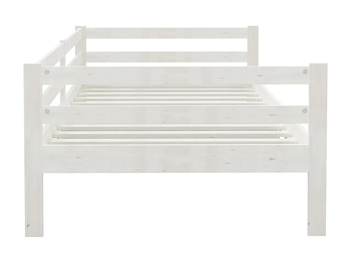 Lit Blanc Bois de pin massif 90x200