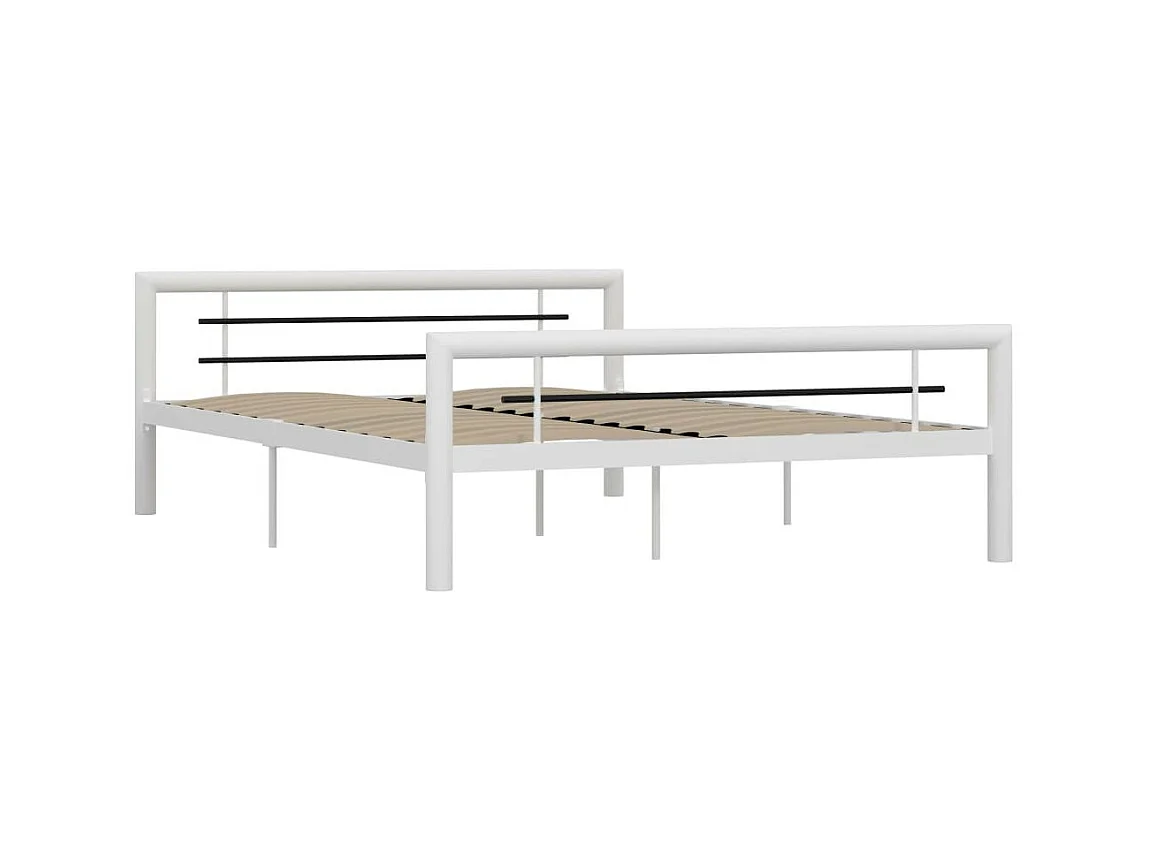 Estructura de cama de metal blanco y negro 120x200 cm