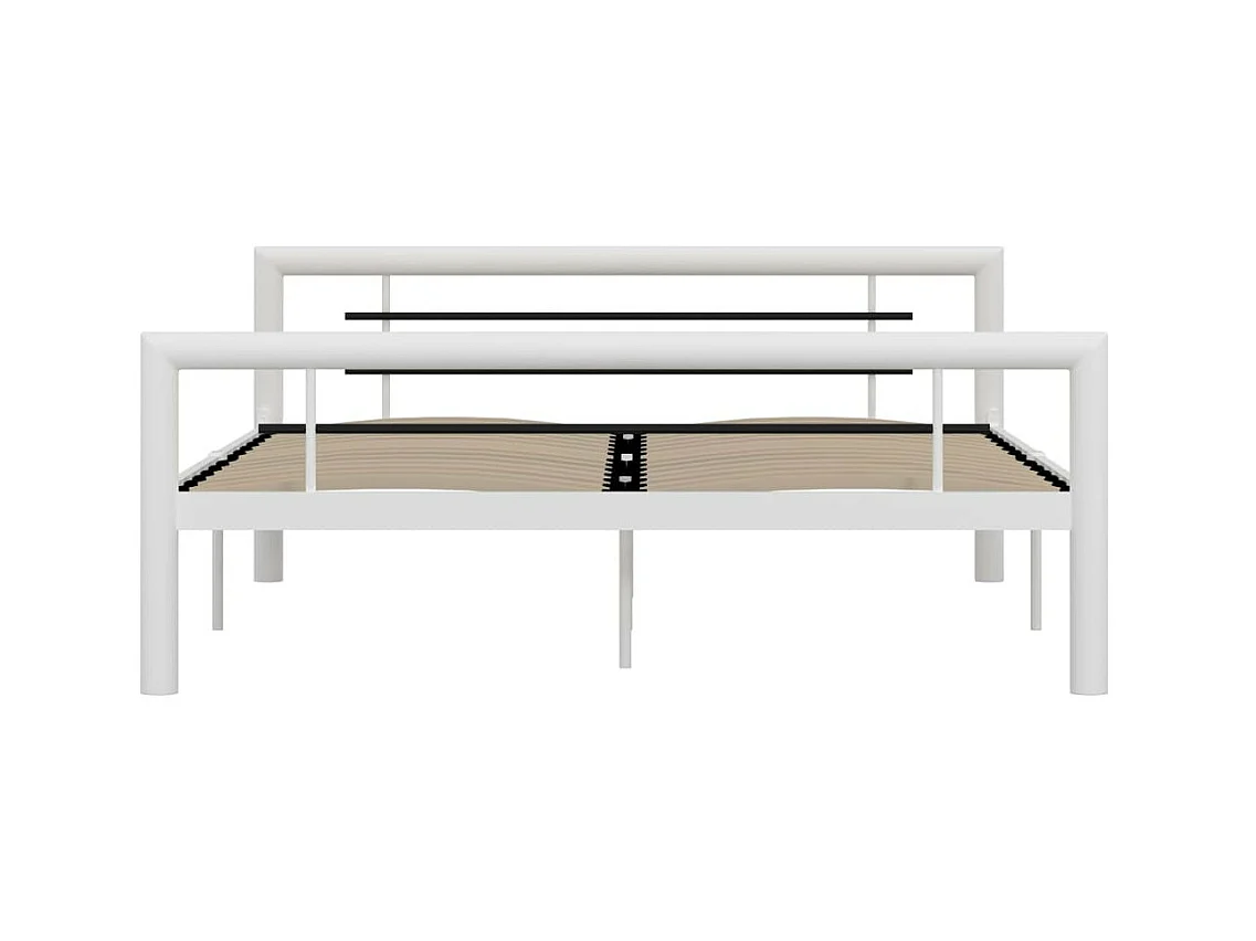 Estructura de cama de metal blanco y negro 120x200 cm