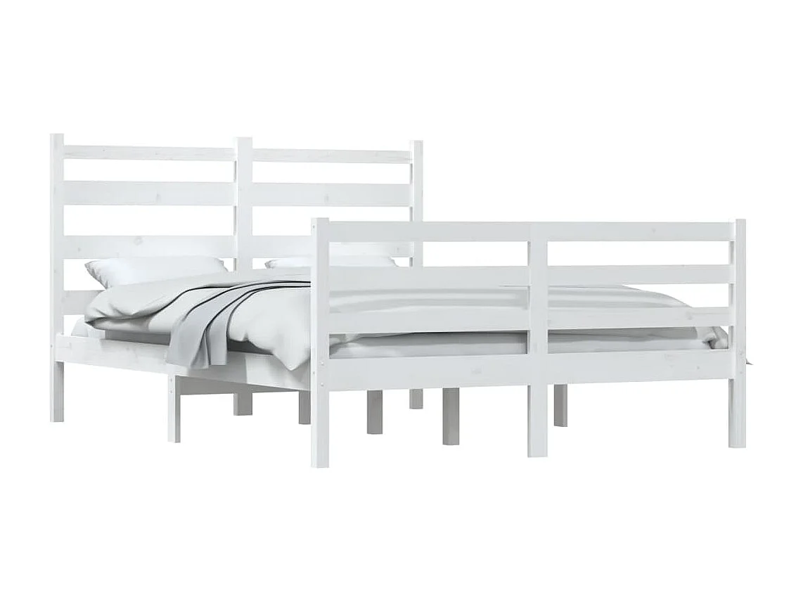 Lit Bois de pin massif 160x200 Blanc