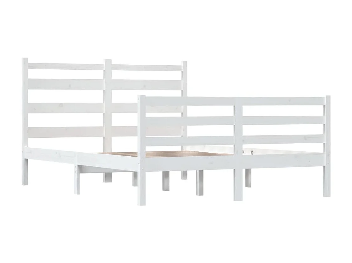 Lit Bois de pin massif 160x200 Blanc