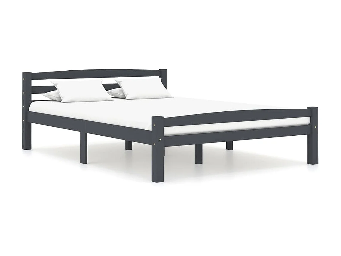 Lit Gris foncé Bois de pin massif 120x200