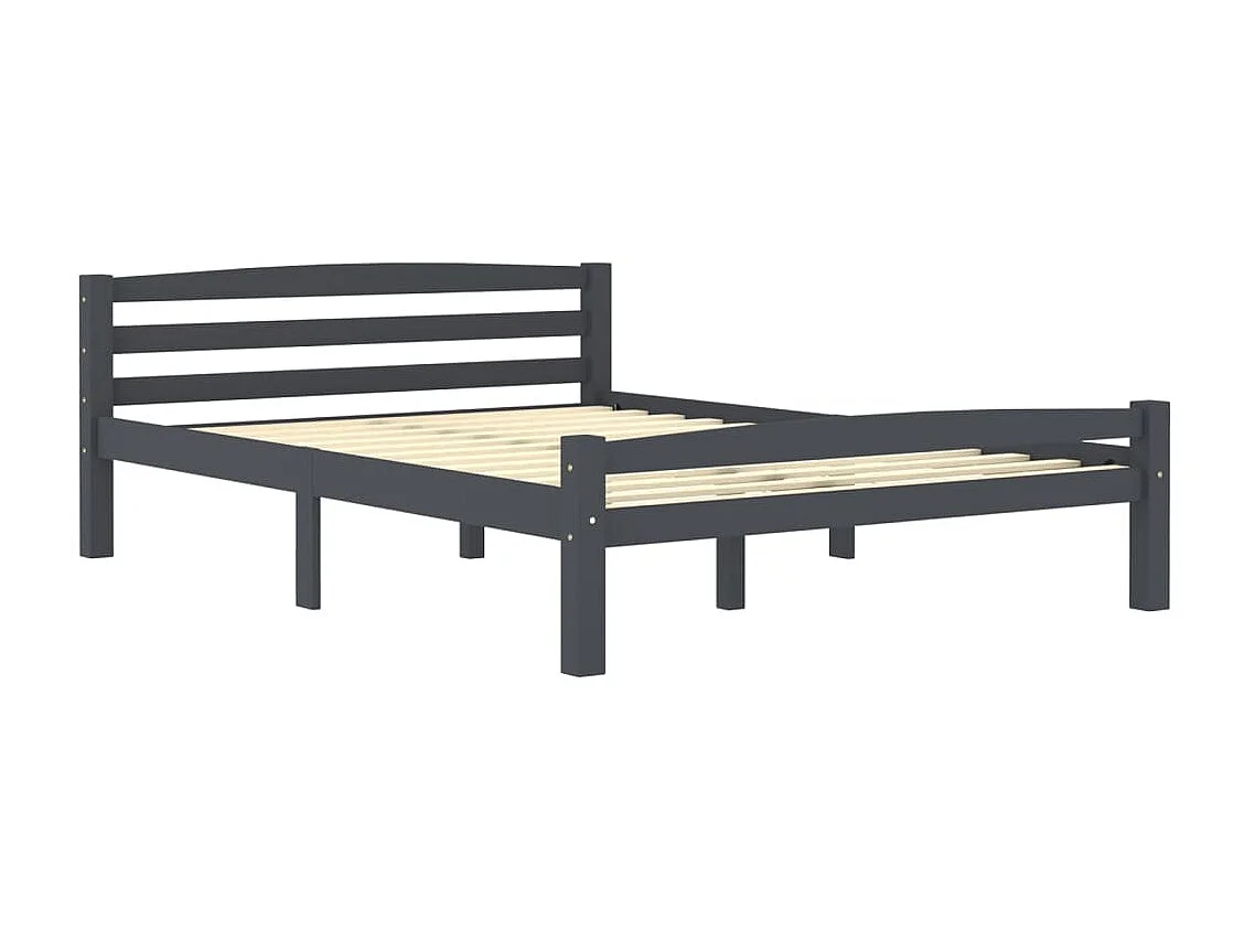 Lit Gris foncé Bois de pin massif 120x200