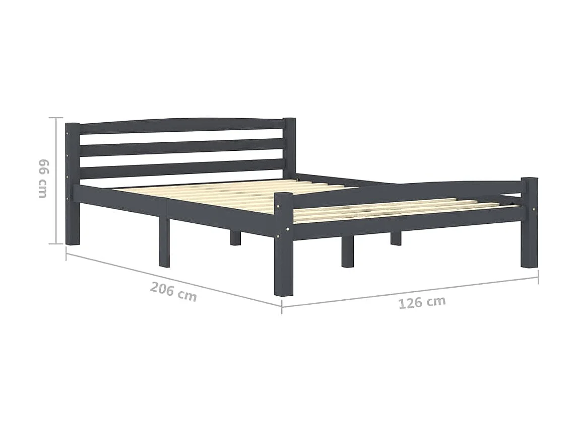 Lit Gris foncé Bois de pin massif 120x200