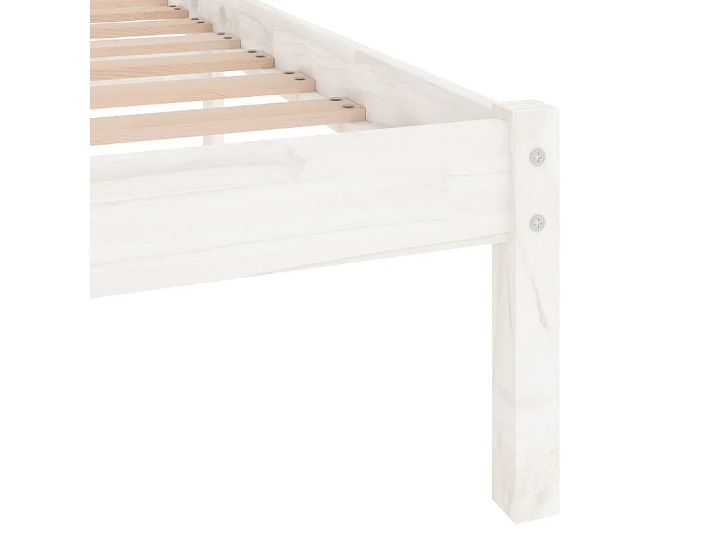 Cadre de lit blanc Bois de pin massif 140x190 Molipa