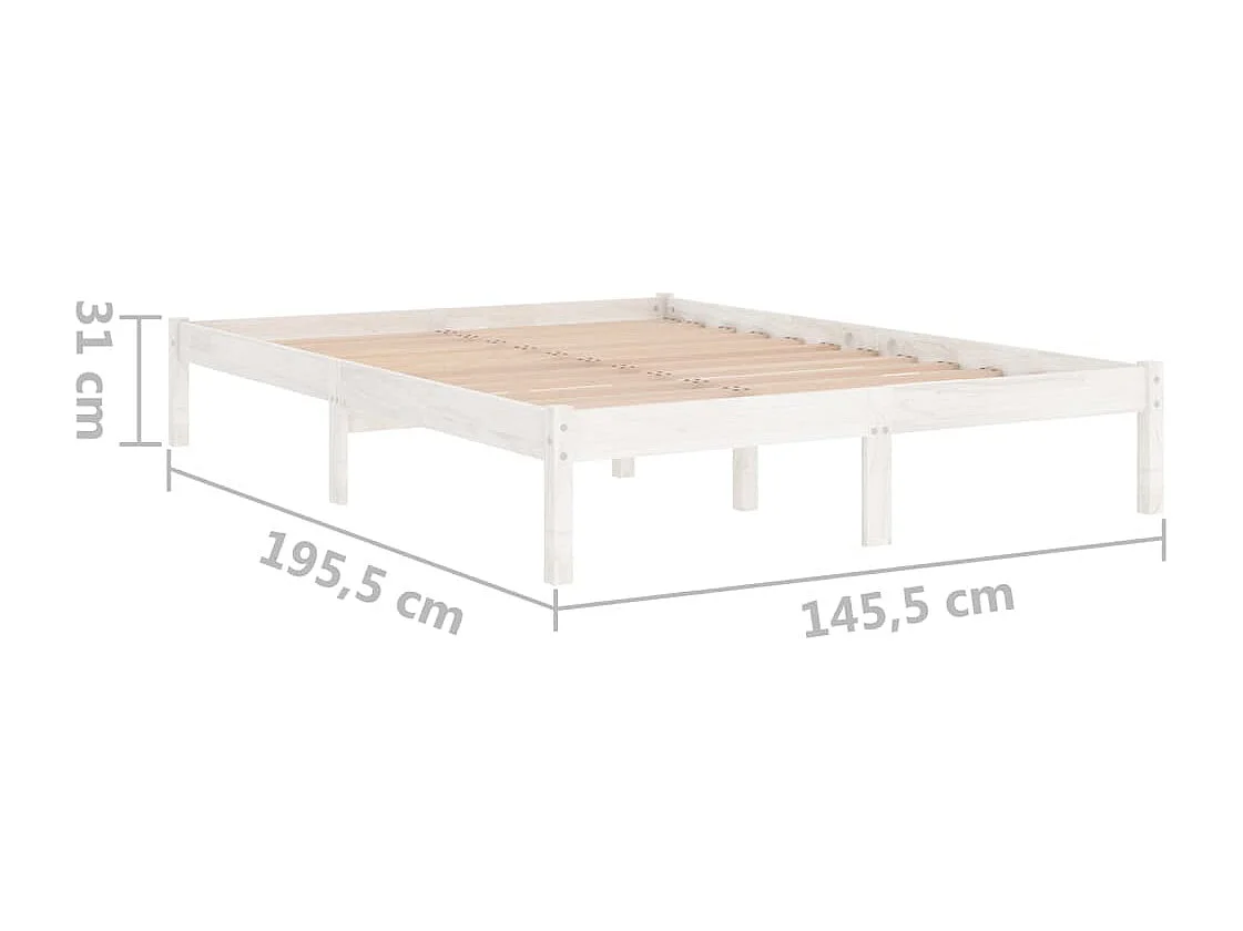 Cadre de lit à lattes en bois massif blanc Kloza - Style classique-140x190