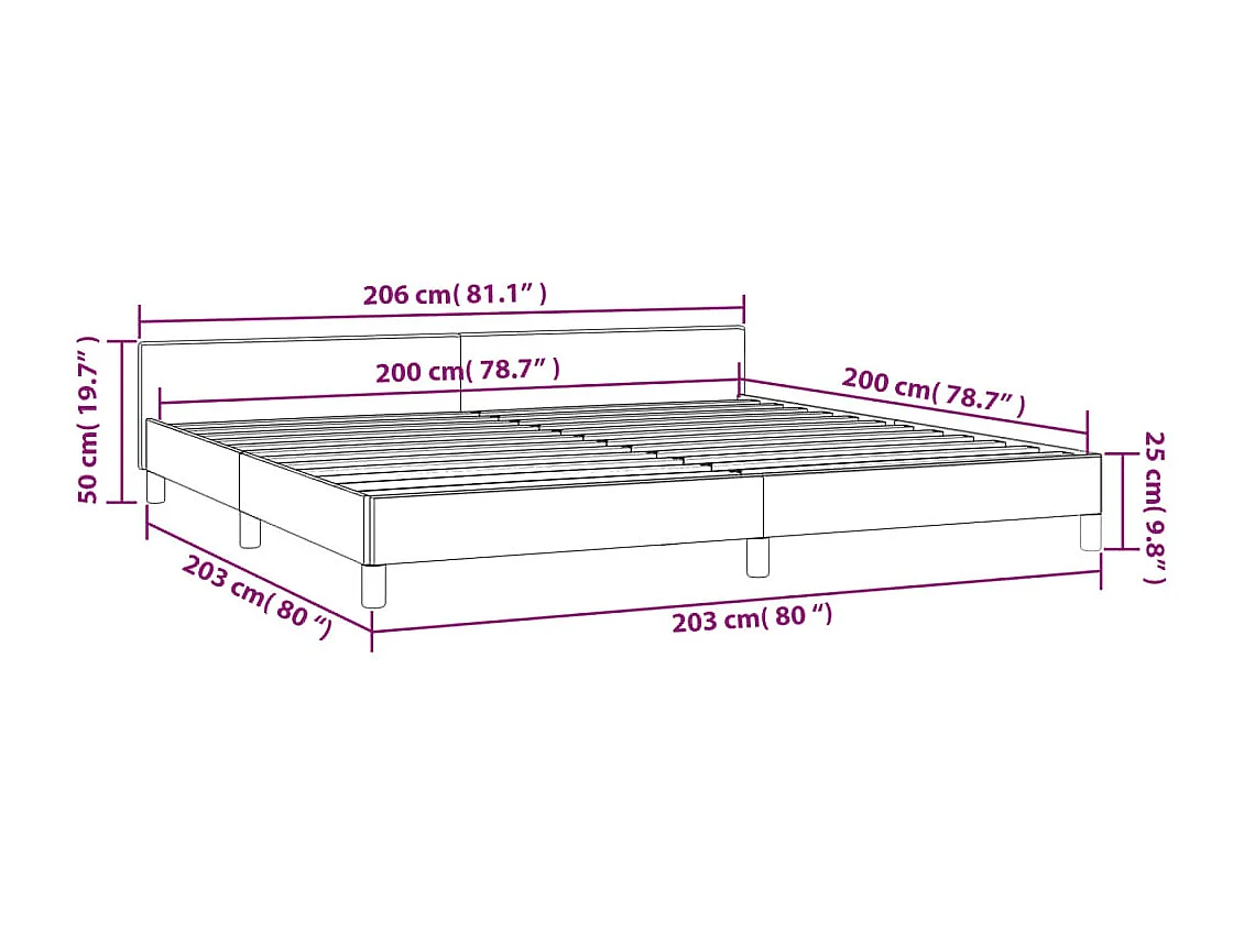 Lit avec tête de lit Cappuccino 200x200 Similicuir