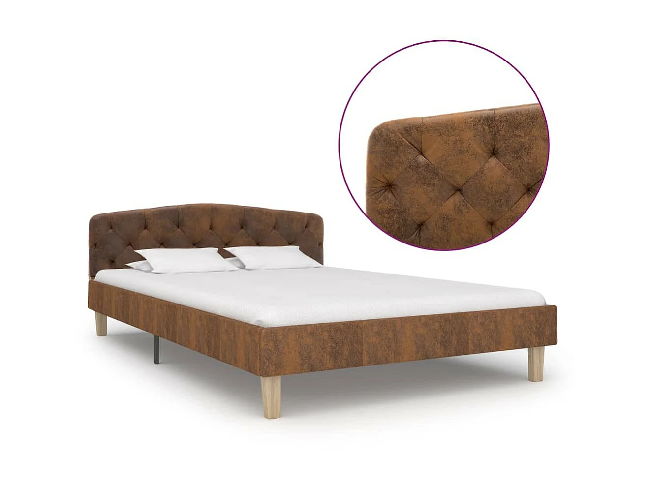 Lit Marron Similicuir daim 120x200 3