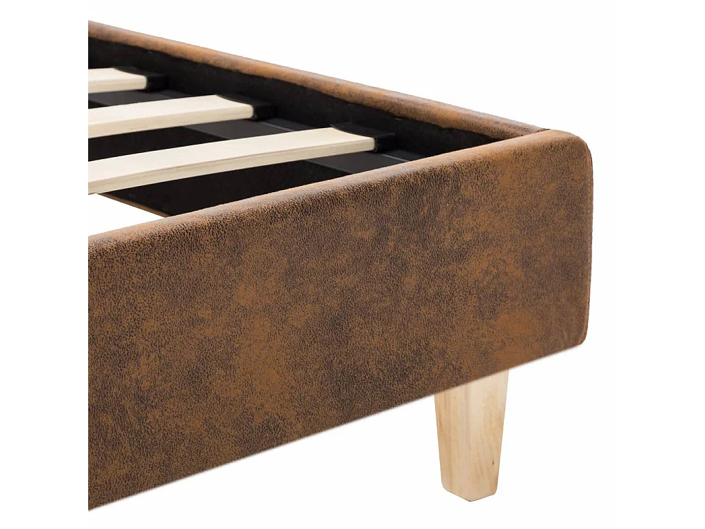 Lit Marron Similicuir daim 120x200 3