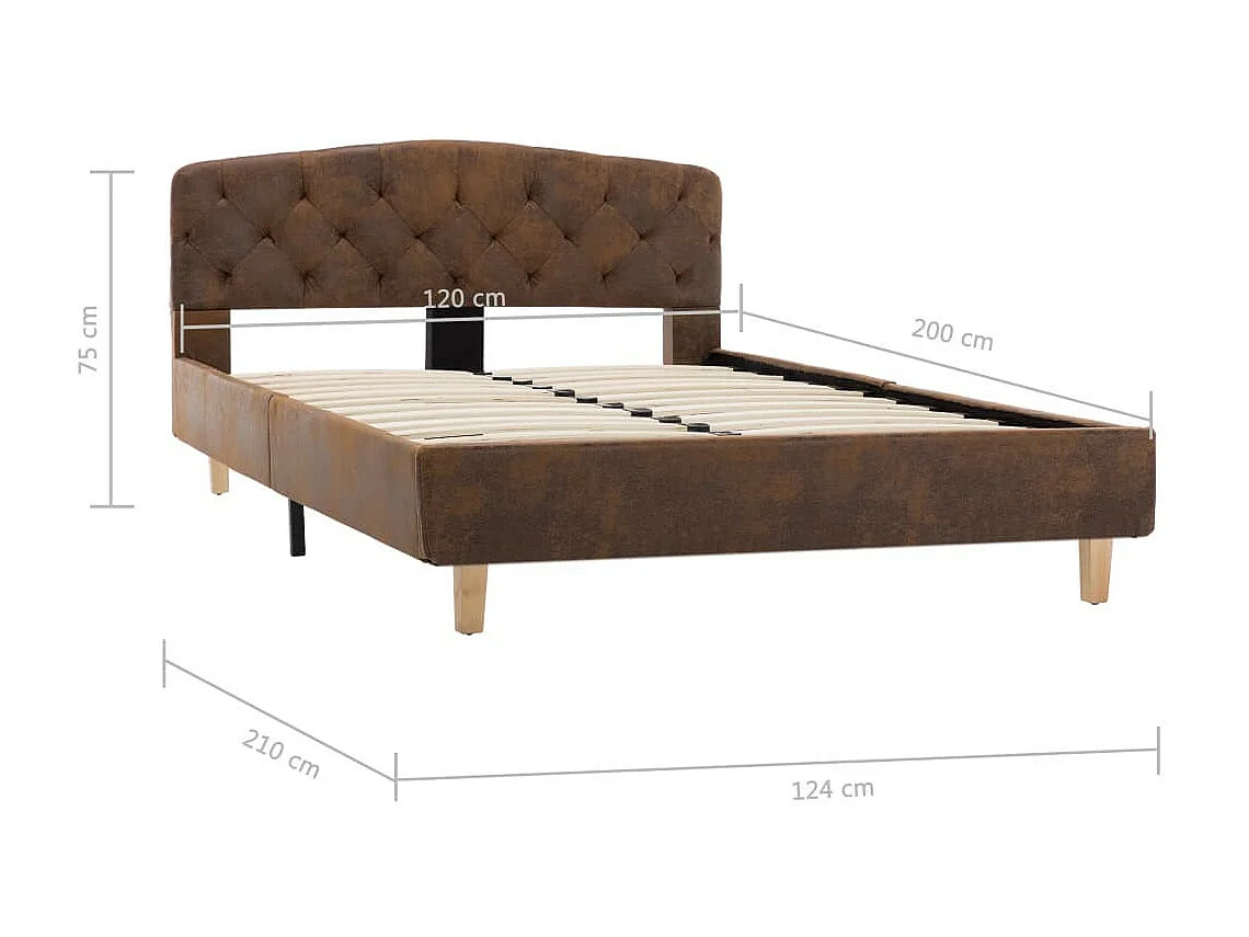Lit Marron Similicuir daim 120x200 3