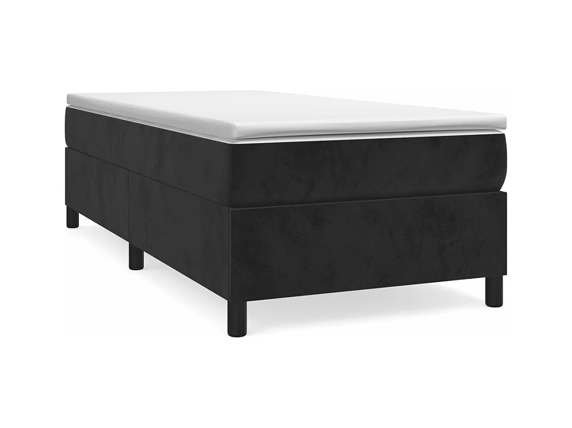 Lit à sommier tapissier avec matelas Noir 90x200 Velours 2