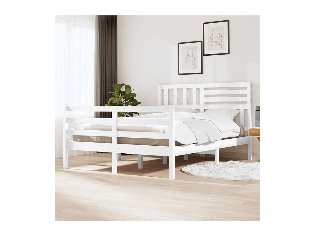 Lit Blanc Bois massif 120x200 5