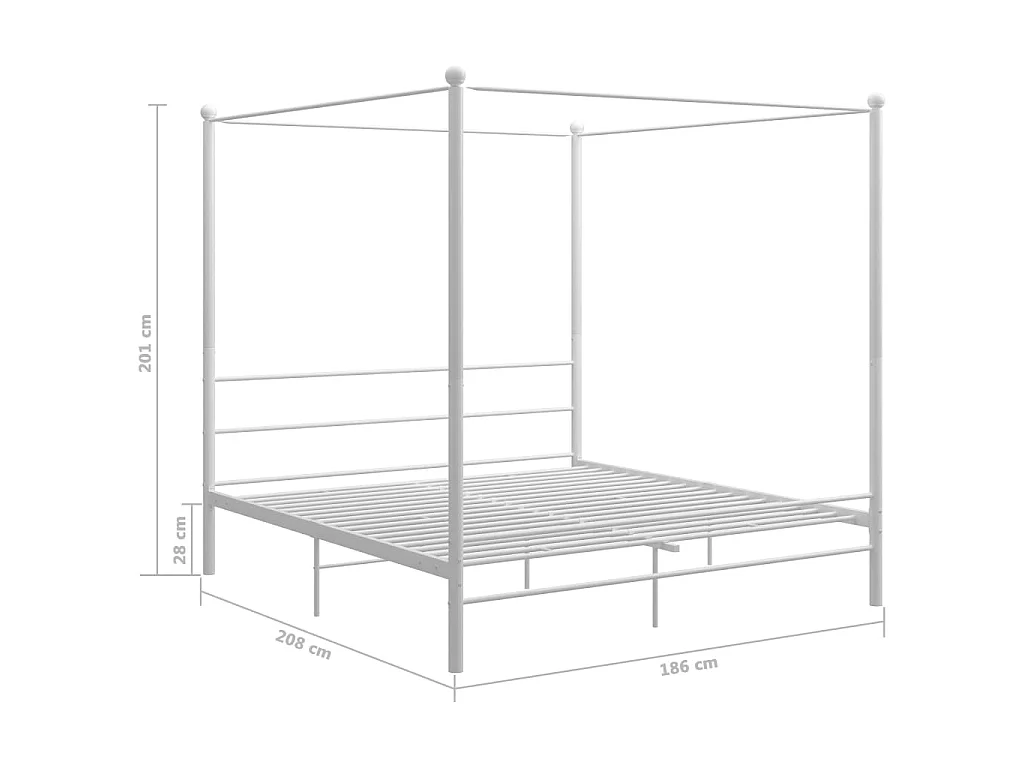 Lit à baldaquin Blanc Métal 180x200