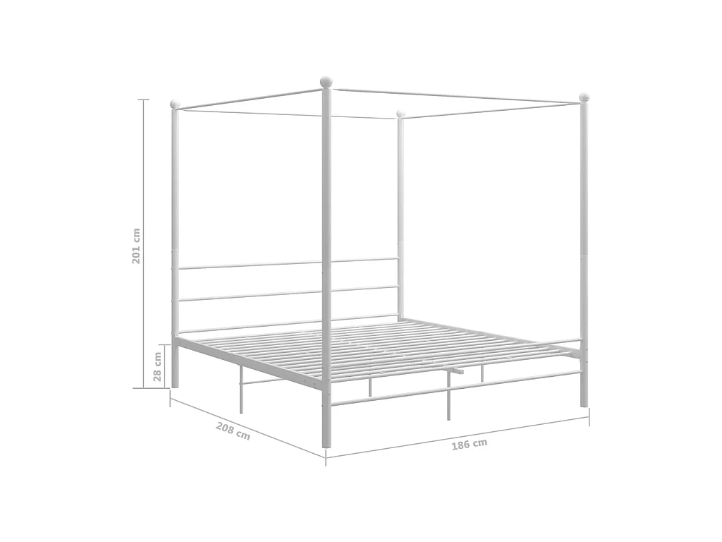 Hemelbedframe metaal wit 180x200 cm