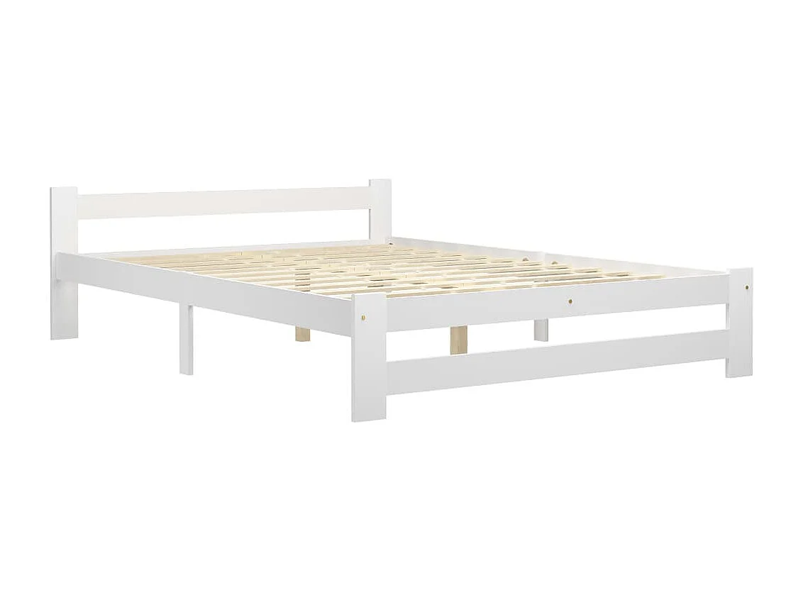 Lit Blanc Bois de pin massif 140x200 9