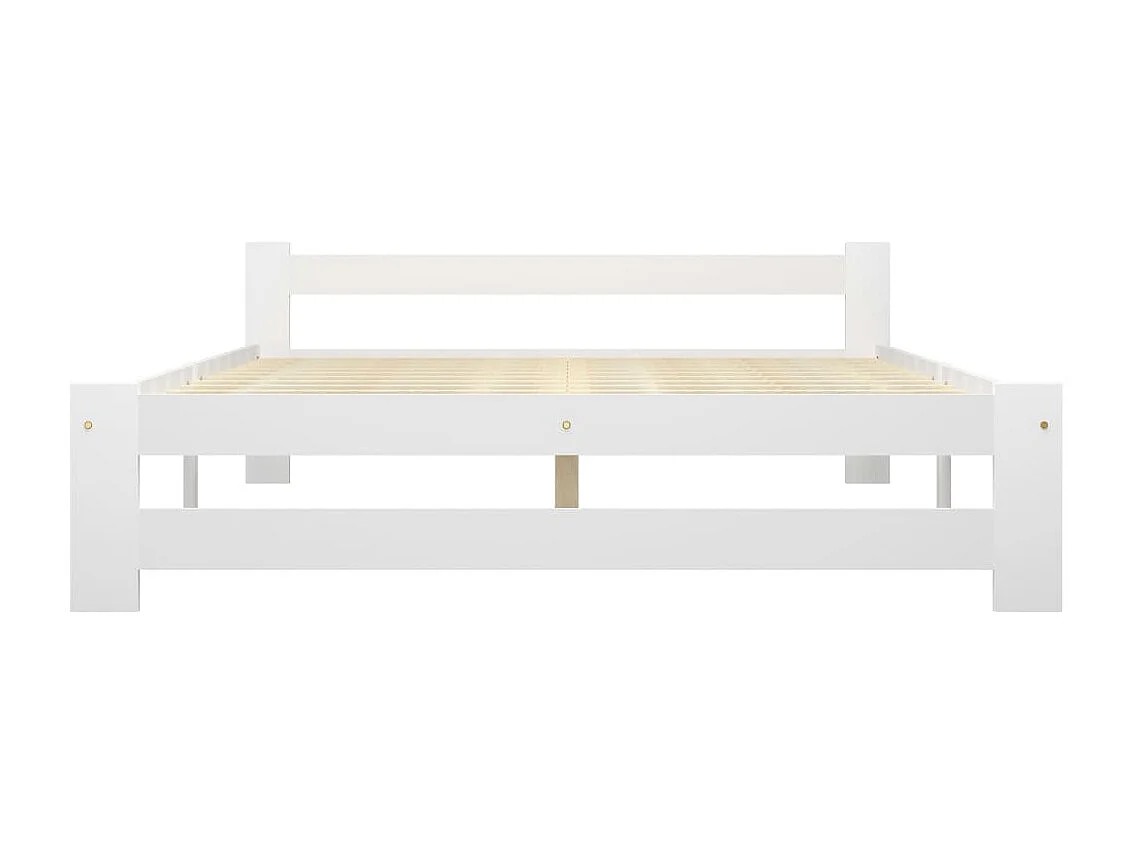 Lit Blanc Bois de pin massif 140x200 9