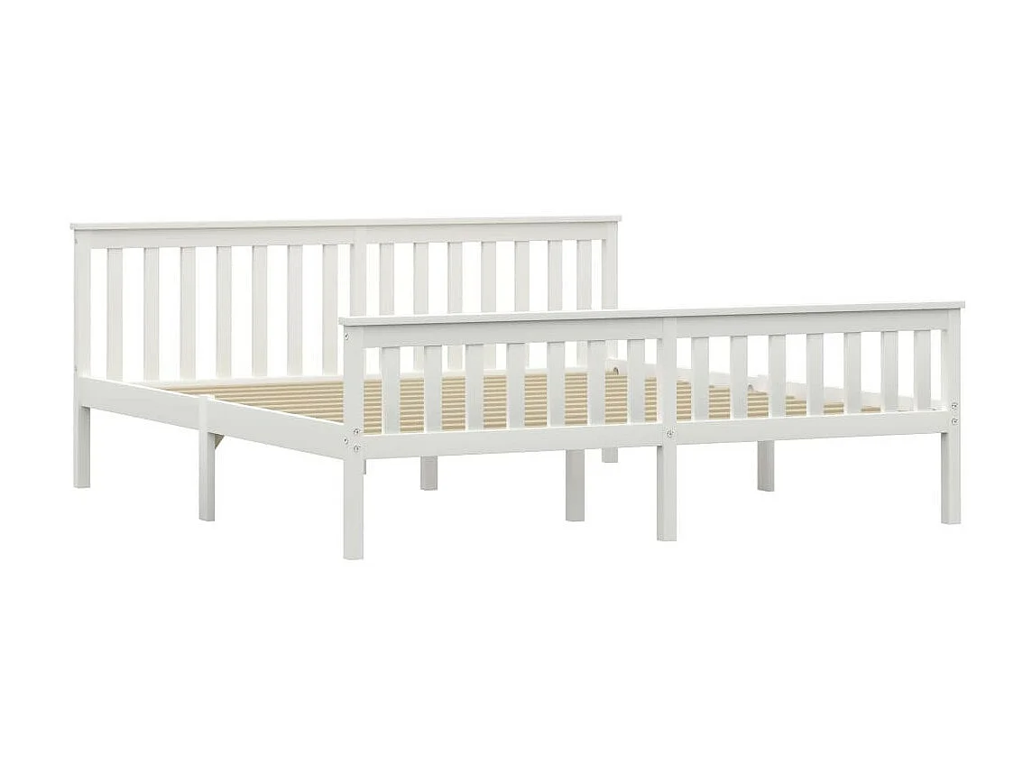 Lit Bois de pin massif Blanc 180x200 2