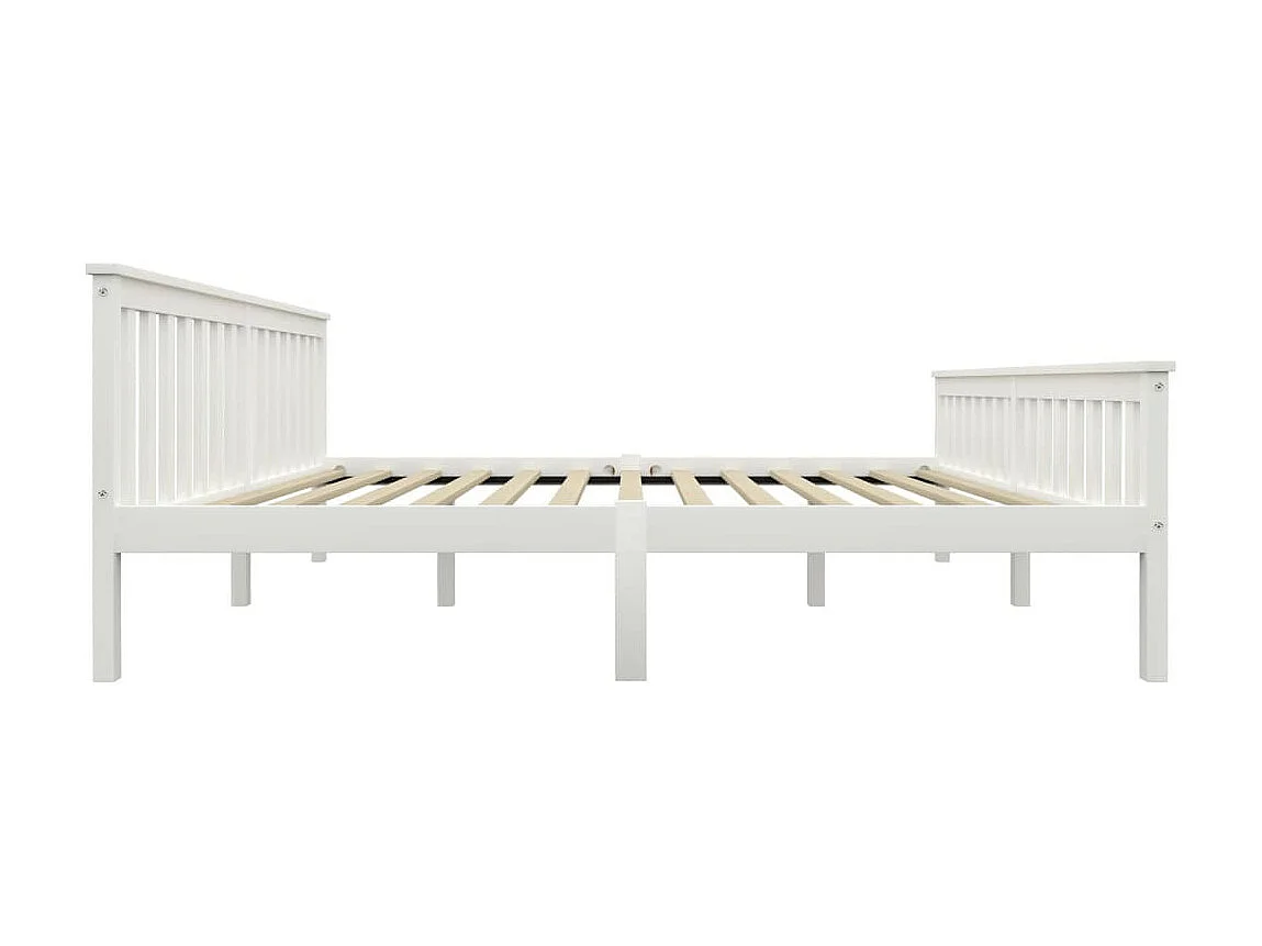 Lit Bois de pin massif Blanc 180x200 2