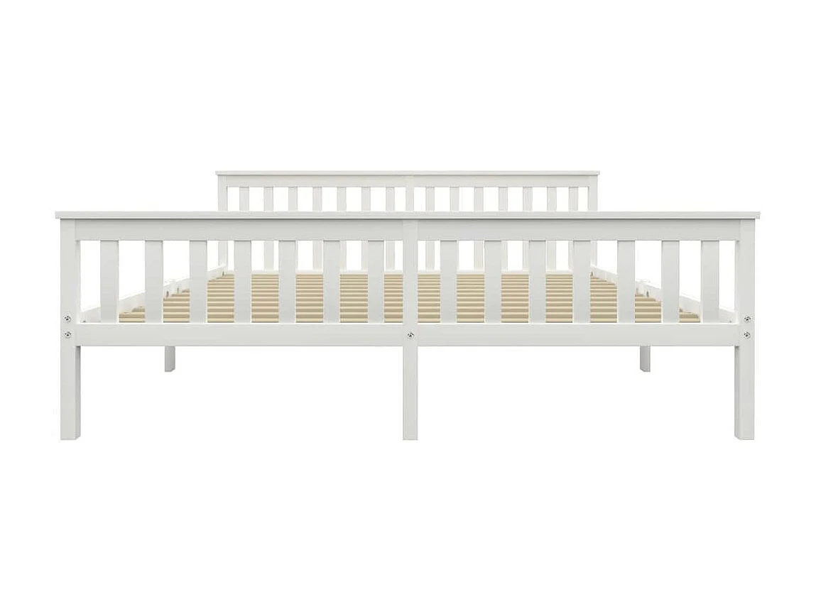 Lit Bois de pin massif Blanc 180x200 2