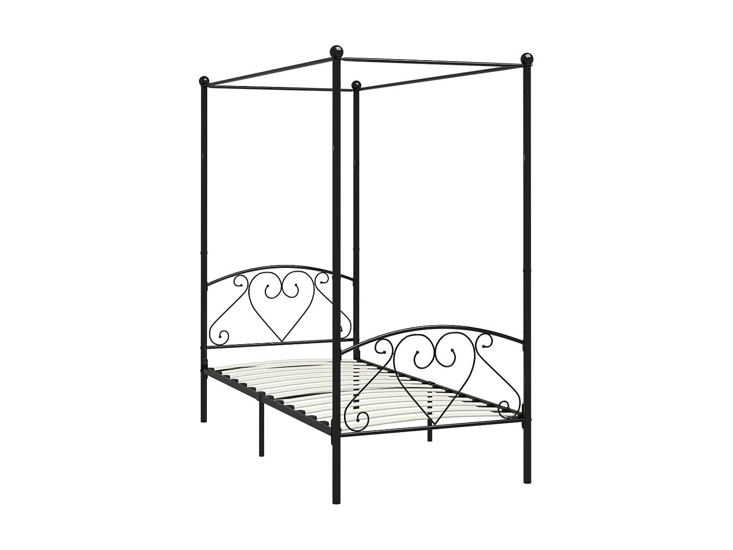 Lit à baldaquin Noir Métal 90x200