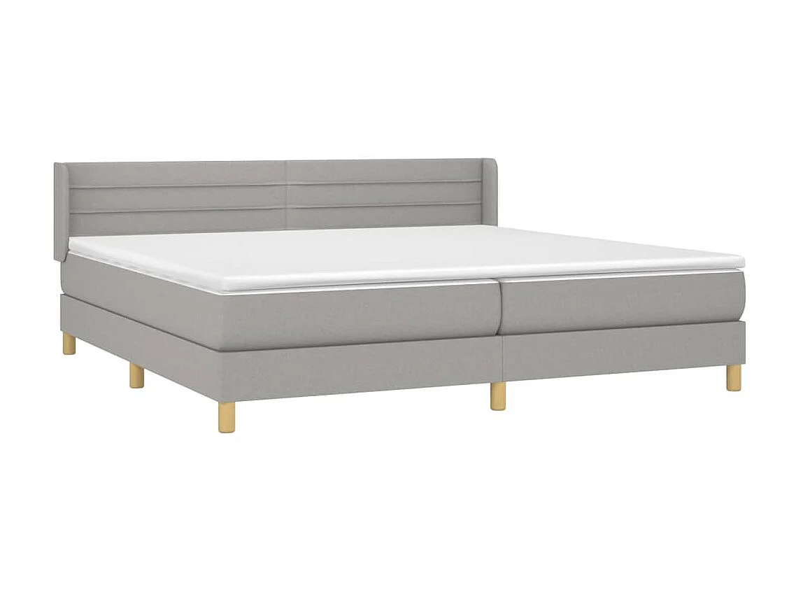Lit à sommier tapissier avec matelas Gris clair 200x200 Tissu 7