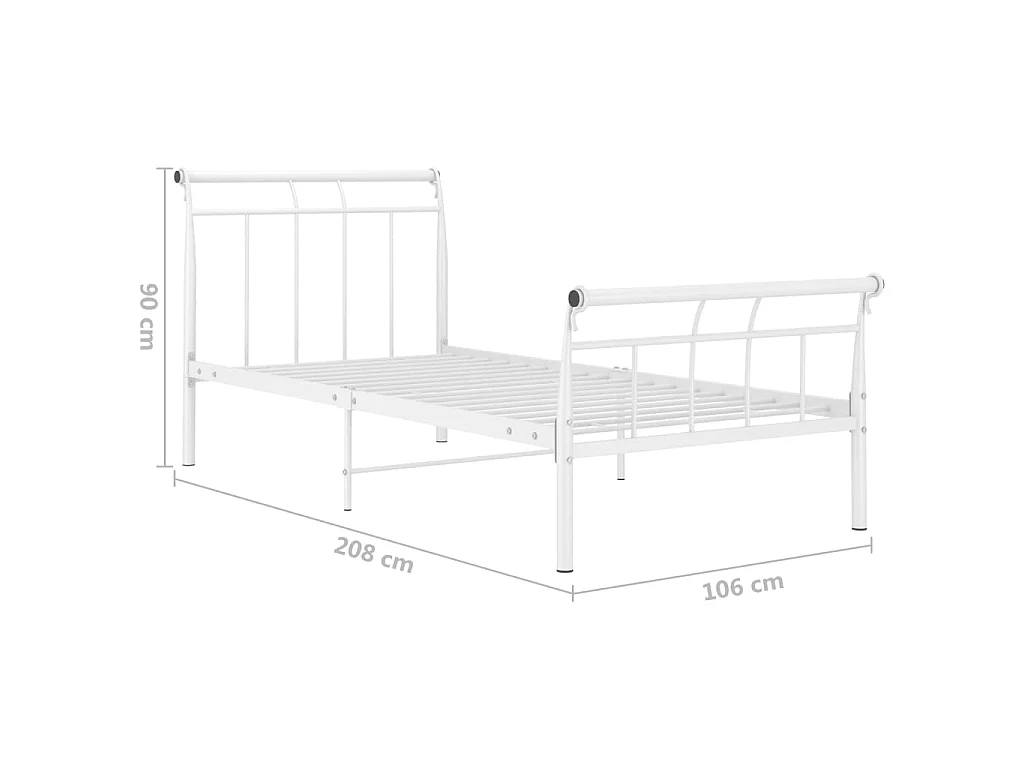 Lit Blanc Métal 100x200 3