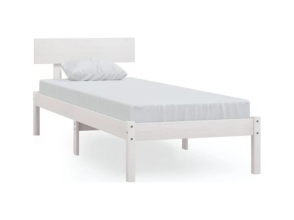 Lit Blanc Bois de pin massif 75x190 UK petit simple 2