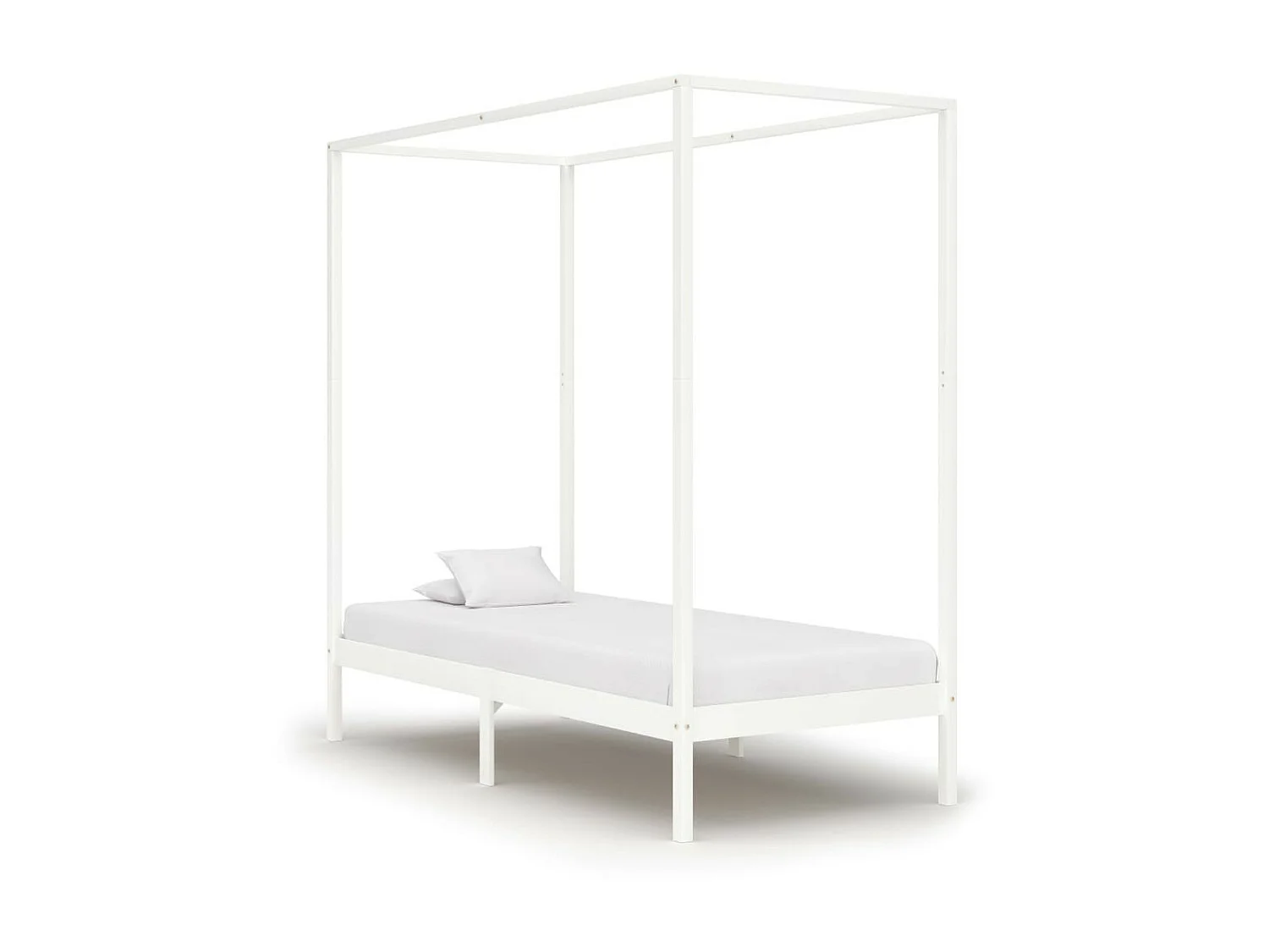 Lit à baldaquin Blanc Bois de pin massif 90x200