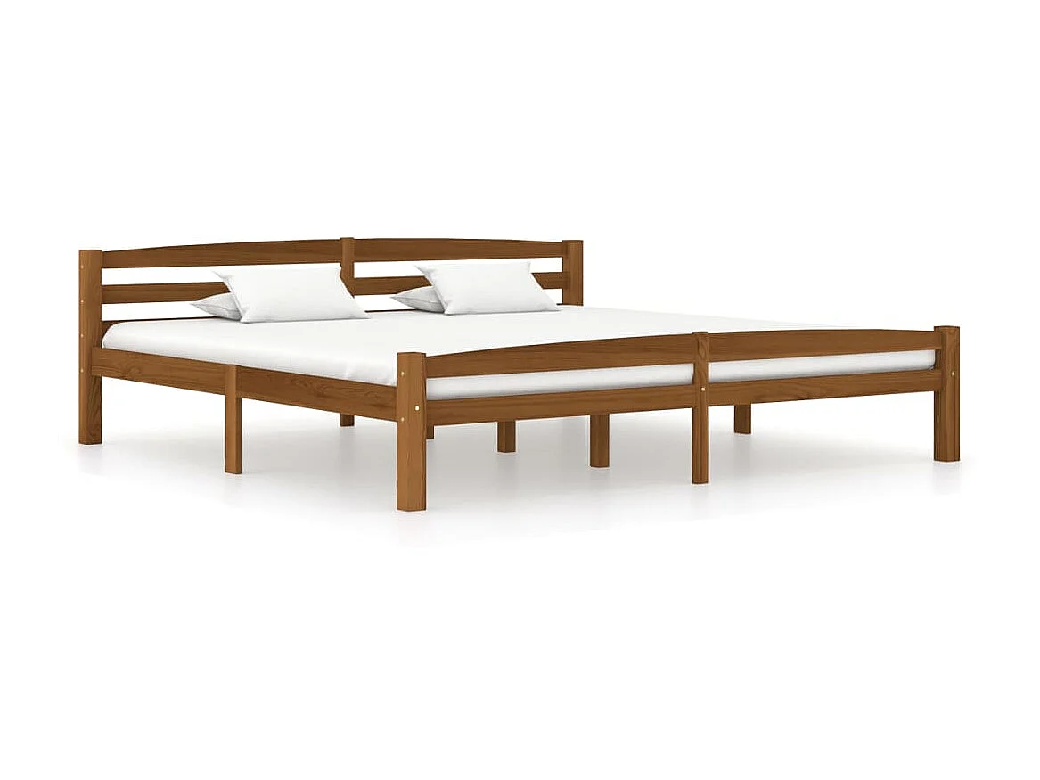 Lit Marron miel Bois de pin massif 180x200