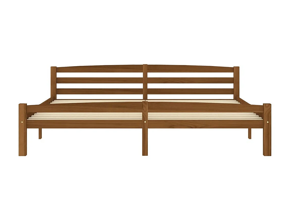 Lit Marron miel Bois de pin massif 180x200