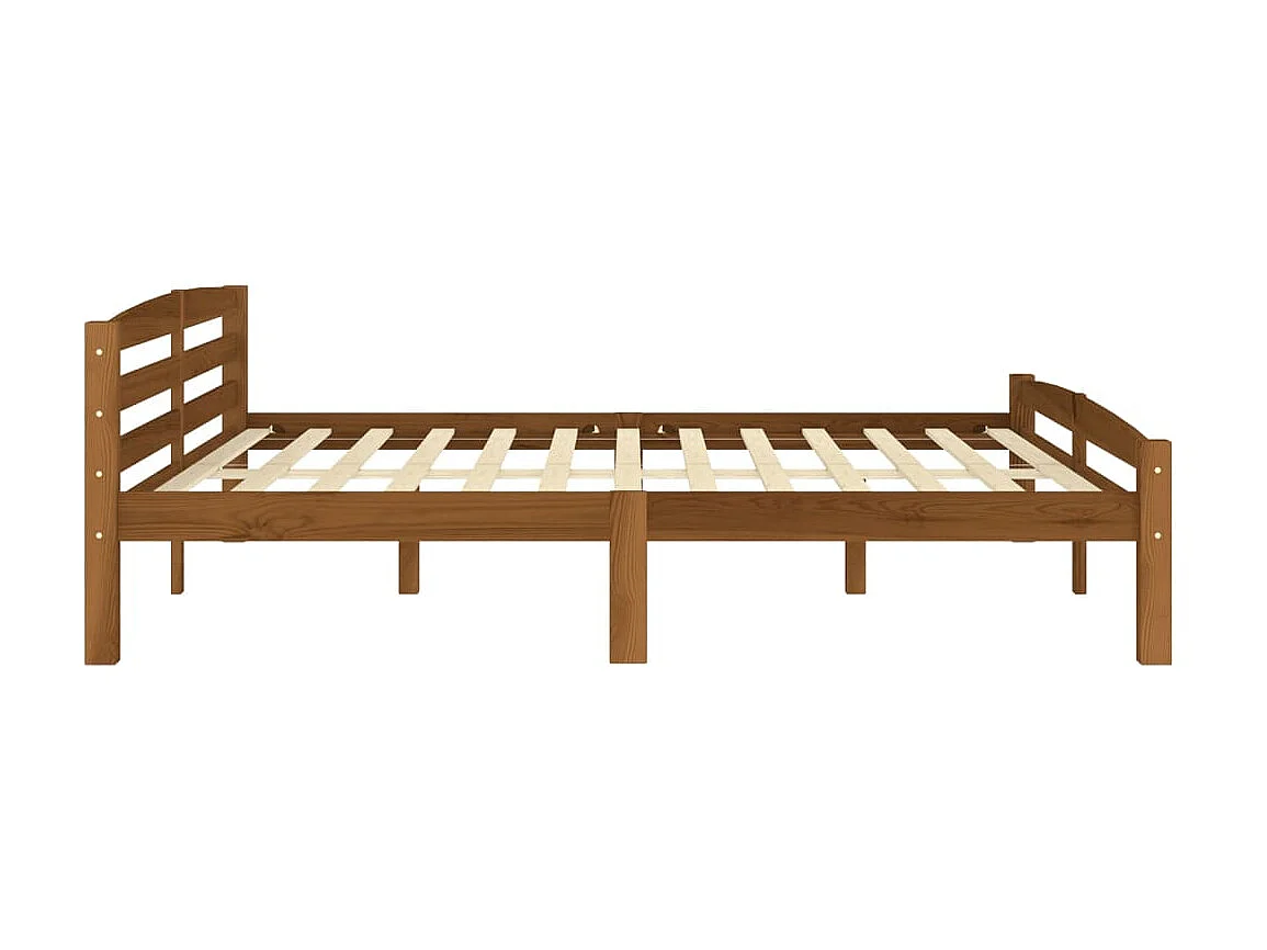 Lit Marron miel Bois de pin massif 180x200