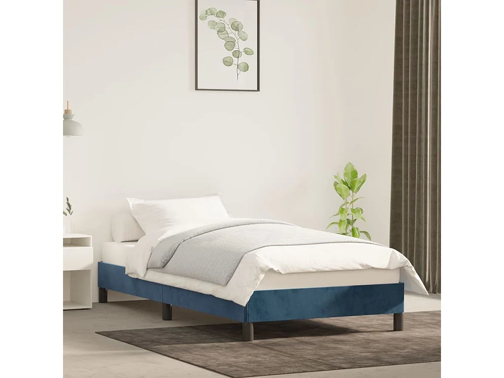 Bedframe fluweel donkerblauw 90x200 cm