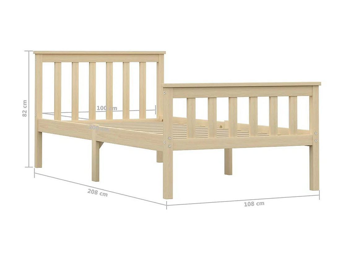 Lit Bois clair Bois de pin massif 100x200