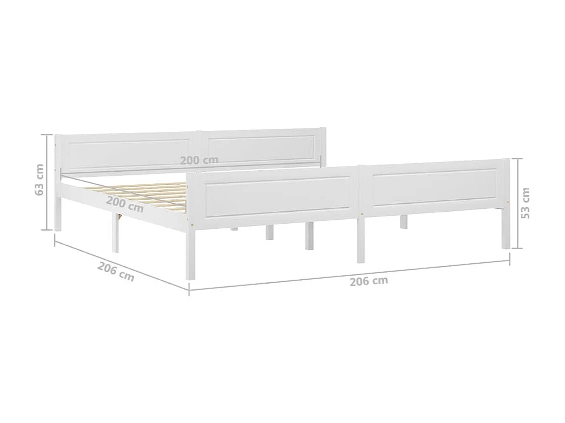 Lit Bois de pin massif Blanc 200x200