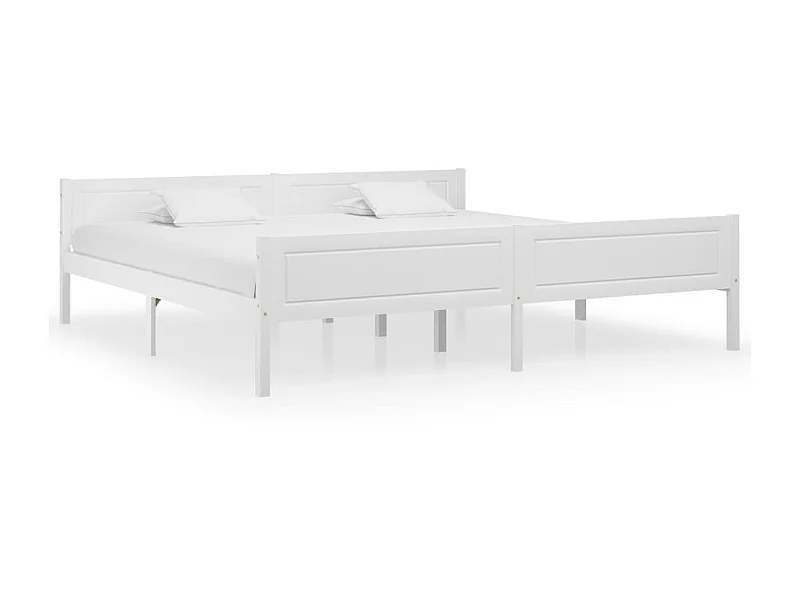 Lit Bois de pin massif Blanc 200x200