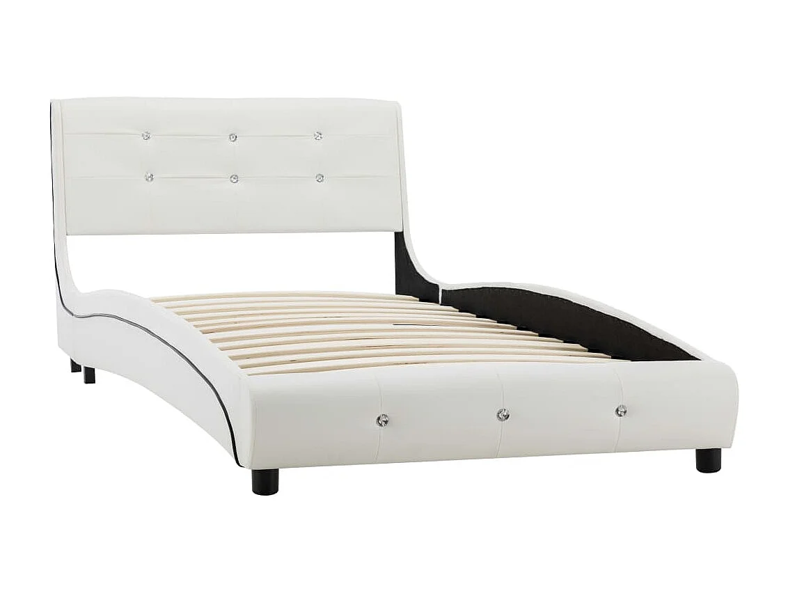 Lit avec matelas Blanc Similicuir 90x200