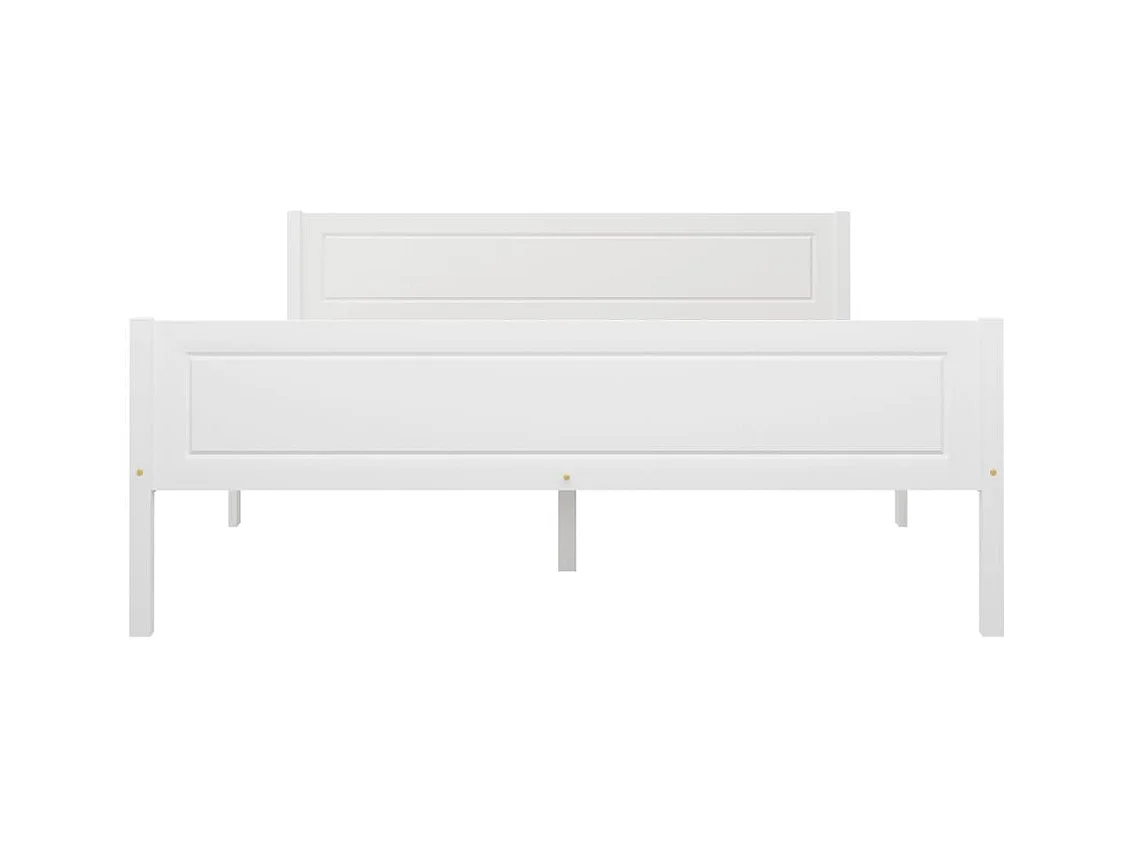 Lit Bois de pin massif Blanc 140x200