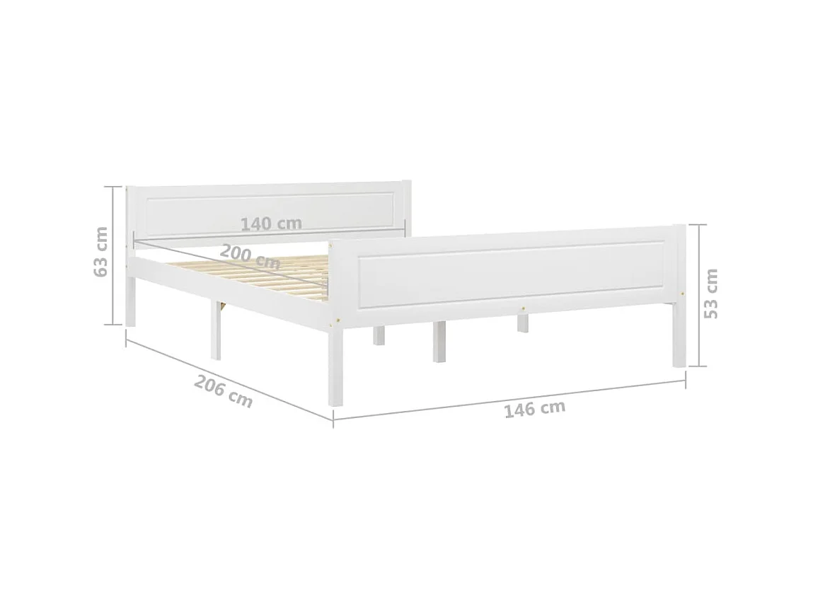 Lit Bois de pin massif Blanc 140x200