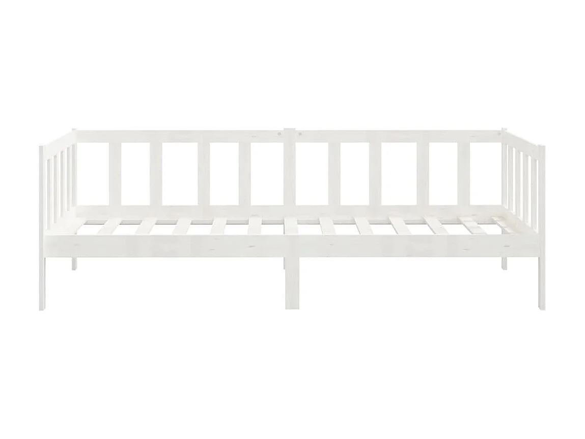 Lit Blanc Bois de pin massif 90x200 5