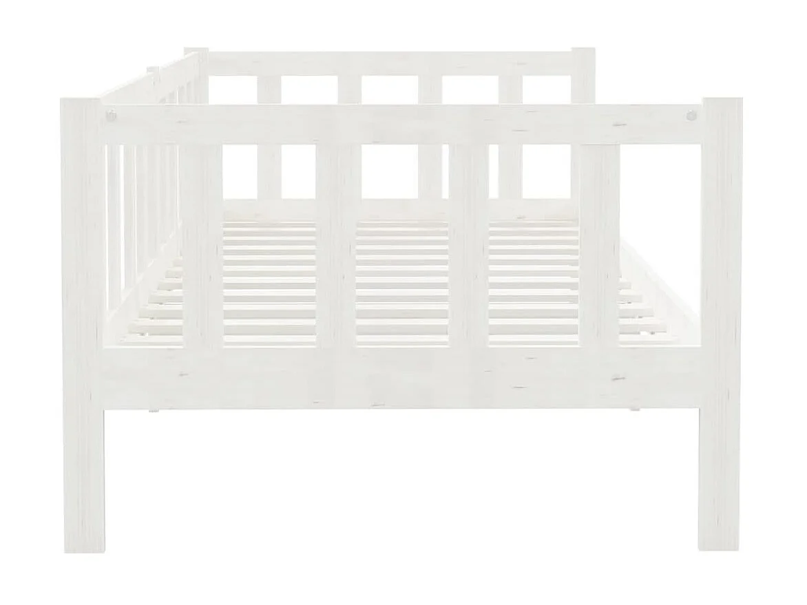 Lit Blanc Bois de pin massif 90x200 5