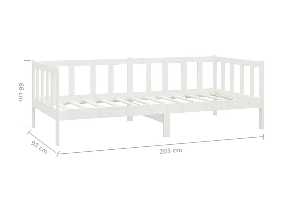 Lit Blanc Bois de pin massif 90x200 5