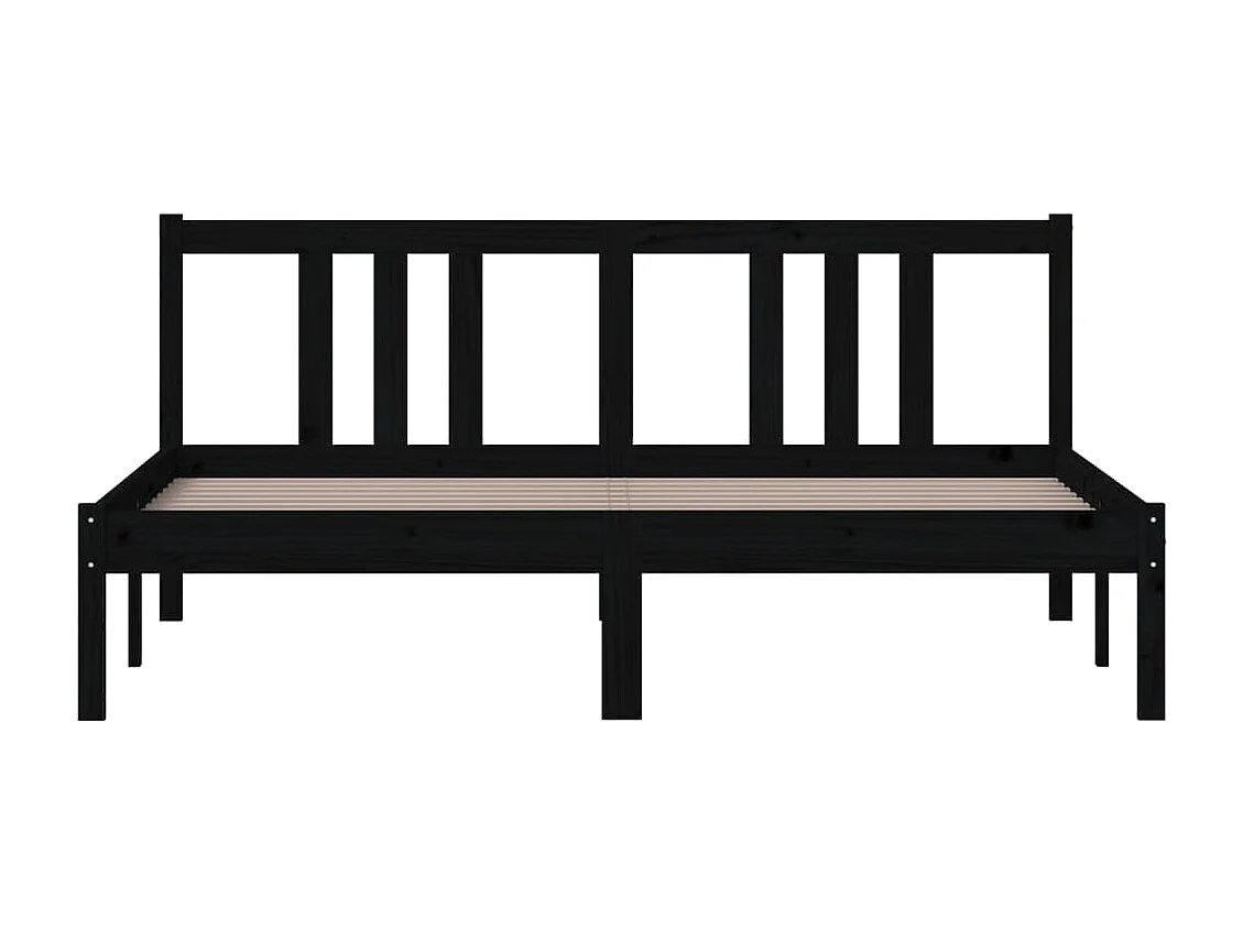 Lit Noir Bois massif 150x200 Très grand 6