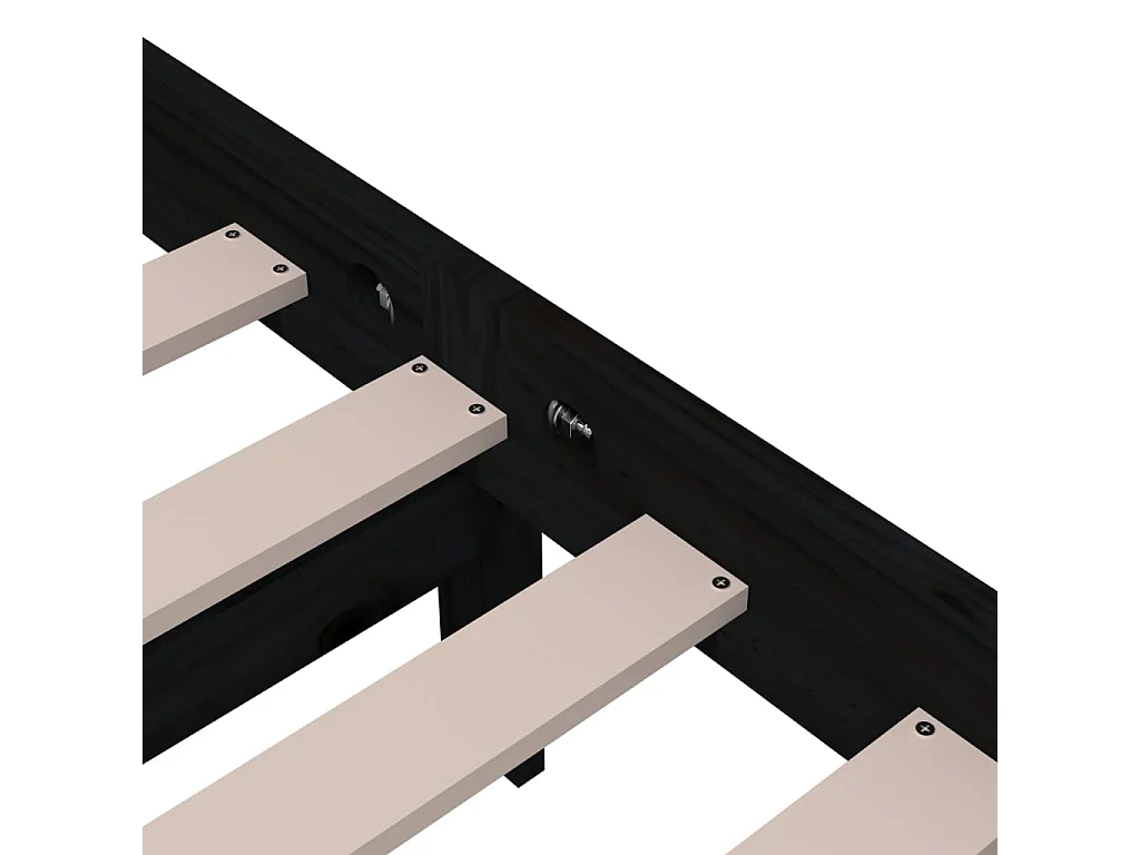 Lit Noir Bois massif 150x200 Très grand 6