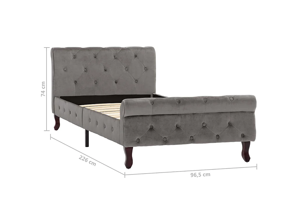 Lit Gris Velours 90x200 2