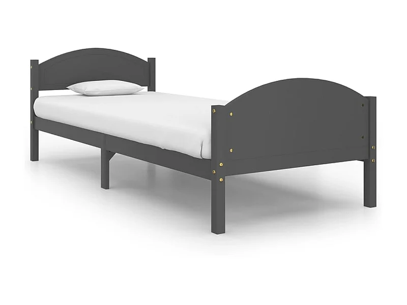 Lit Gris foncé Bois de pin massif 100x200
