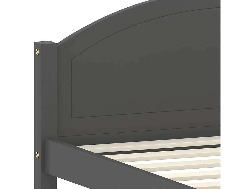 Lit Gris foncé Bois de pin massif 100x200